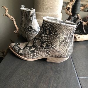 Snakeskin booties